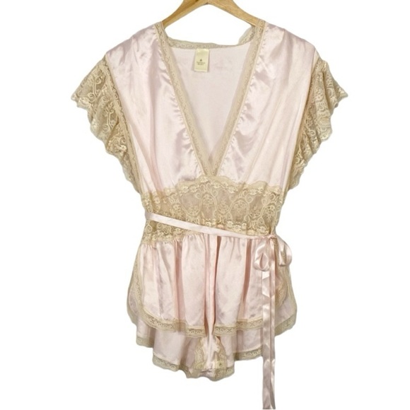 VICTORIA'S SECRET Vintage Gold Label Satin Lace Romper Teddy - Picture 3 of 14